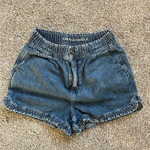 American Eagle Outfitters Women's Sz 0 Denim Blue Mini Pull On Shorts Ruffled